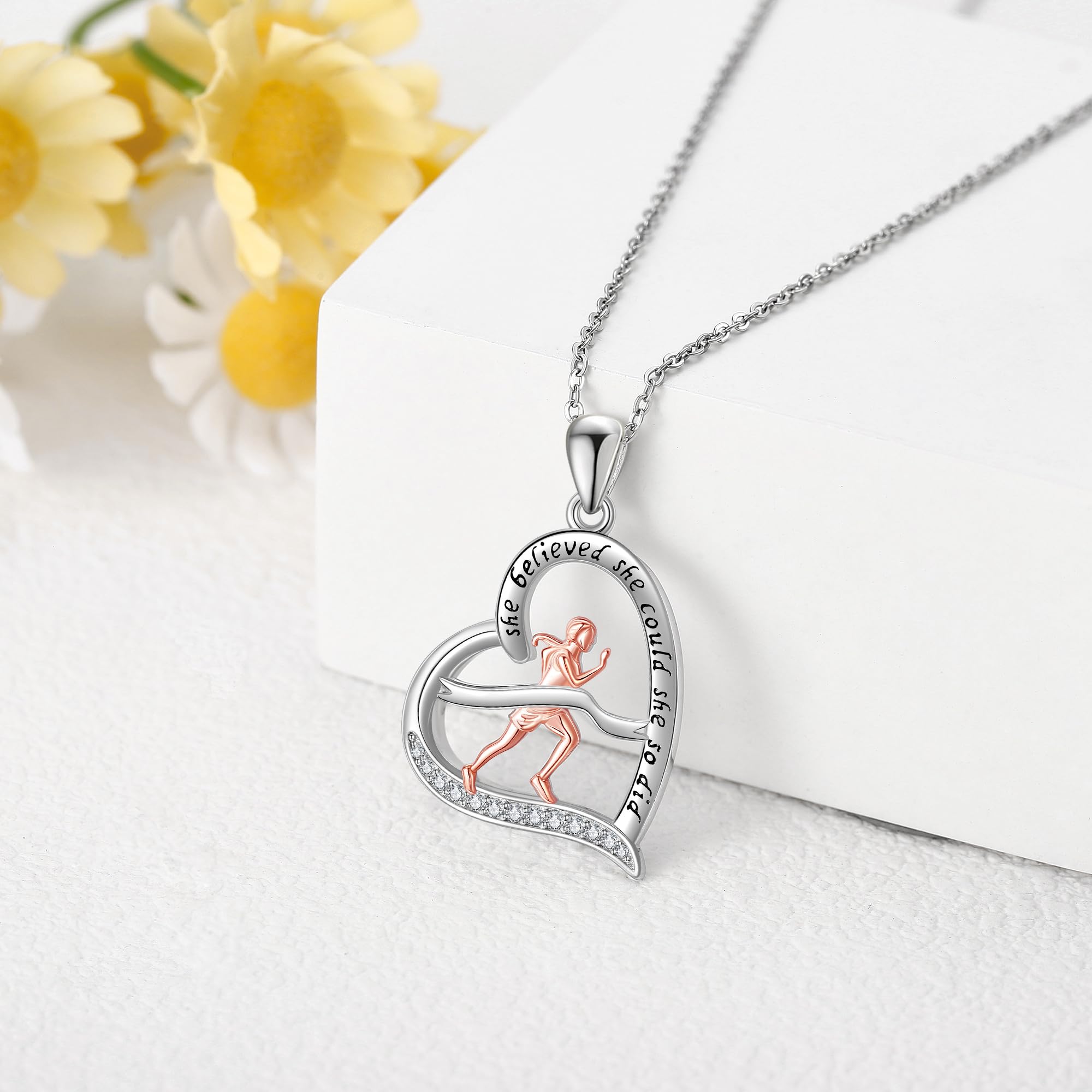 Sterling Silver S925 Ballet/Violinists/Gymnastics/Cello/Runner/Tennis/Piano/Artist Necklace Jewelry Gifts for Women Christmas Gift