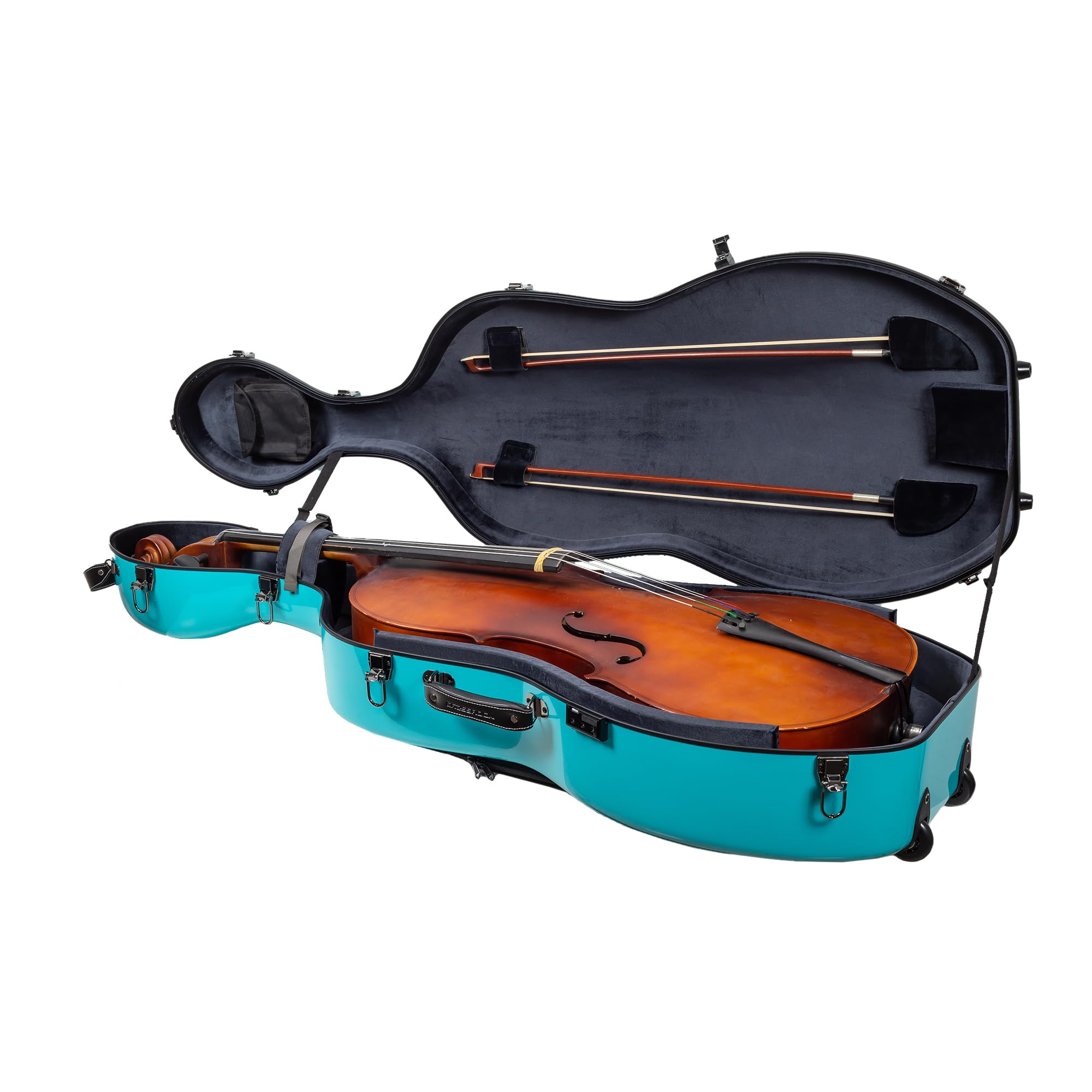 Crossrock Fiberglass 4/4 Cello Case with Wheels for Full Size Cello | Bright Yellow Finish, Velvet Interior, Waterproof Latches, Backpack Straps – Hardshell Protection- (CRF1020CEFYL)