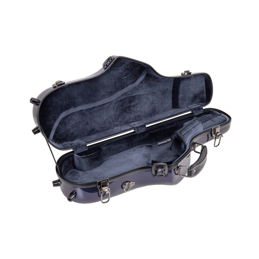 Crossrock Pro-Grade Straight Soprano Saxophone Case | Crimson Red Gloss, TSA Lock, Elite Protection, Detachable Backpack Straps, Accessory Pocket for Professional Musicians