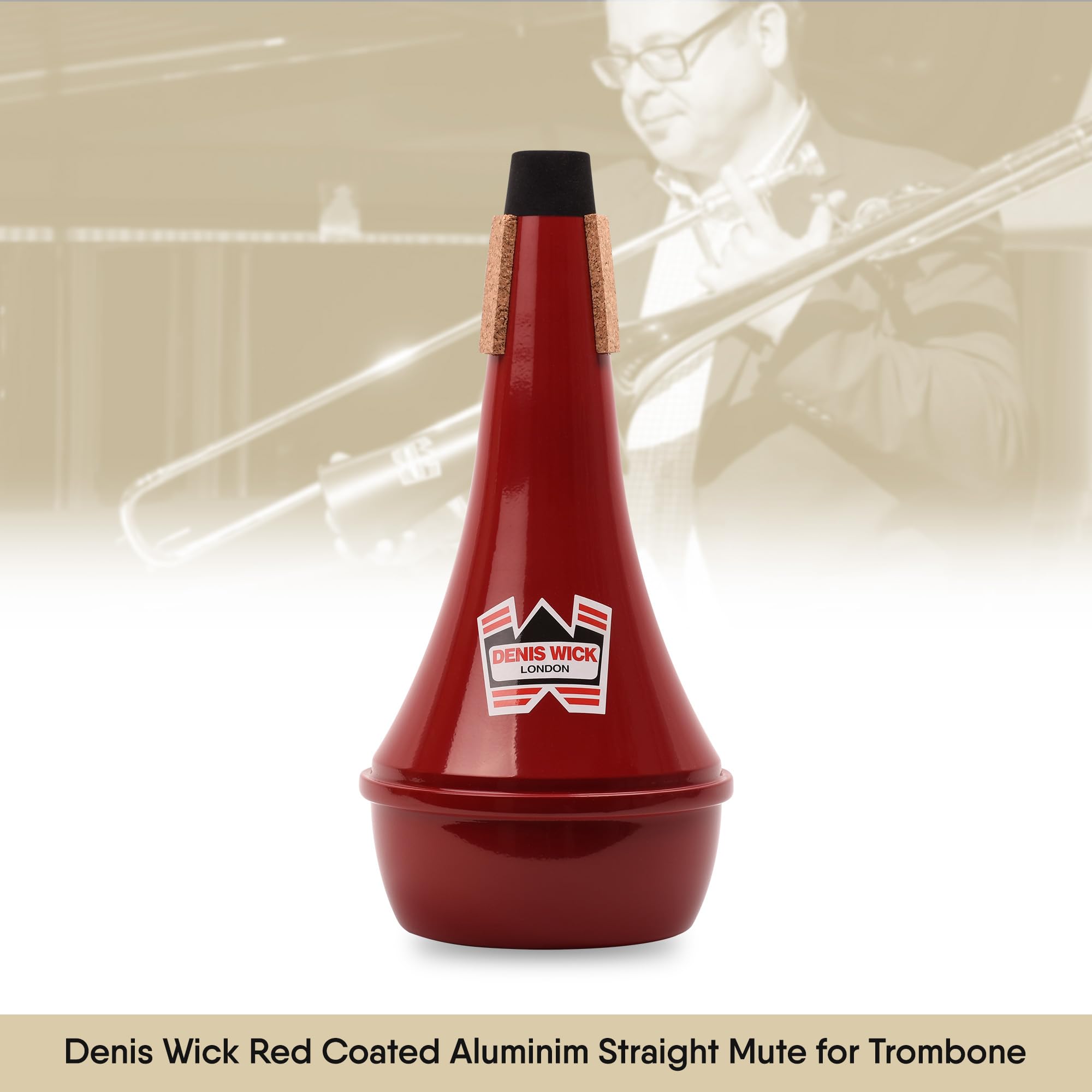 Denis Wick Trombone Straight Mute - Aluminum Mute for Trombone - Accessories for Brass Instruments - Low Tone Register - 3.9 x 6.3 x 1.6 inches
