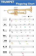 QMG Trumpet Fingering Chart with Color-Coded Notes, Learn Trumpet Technique Suitable for All Levels, Made in the USA