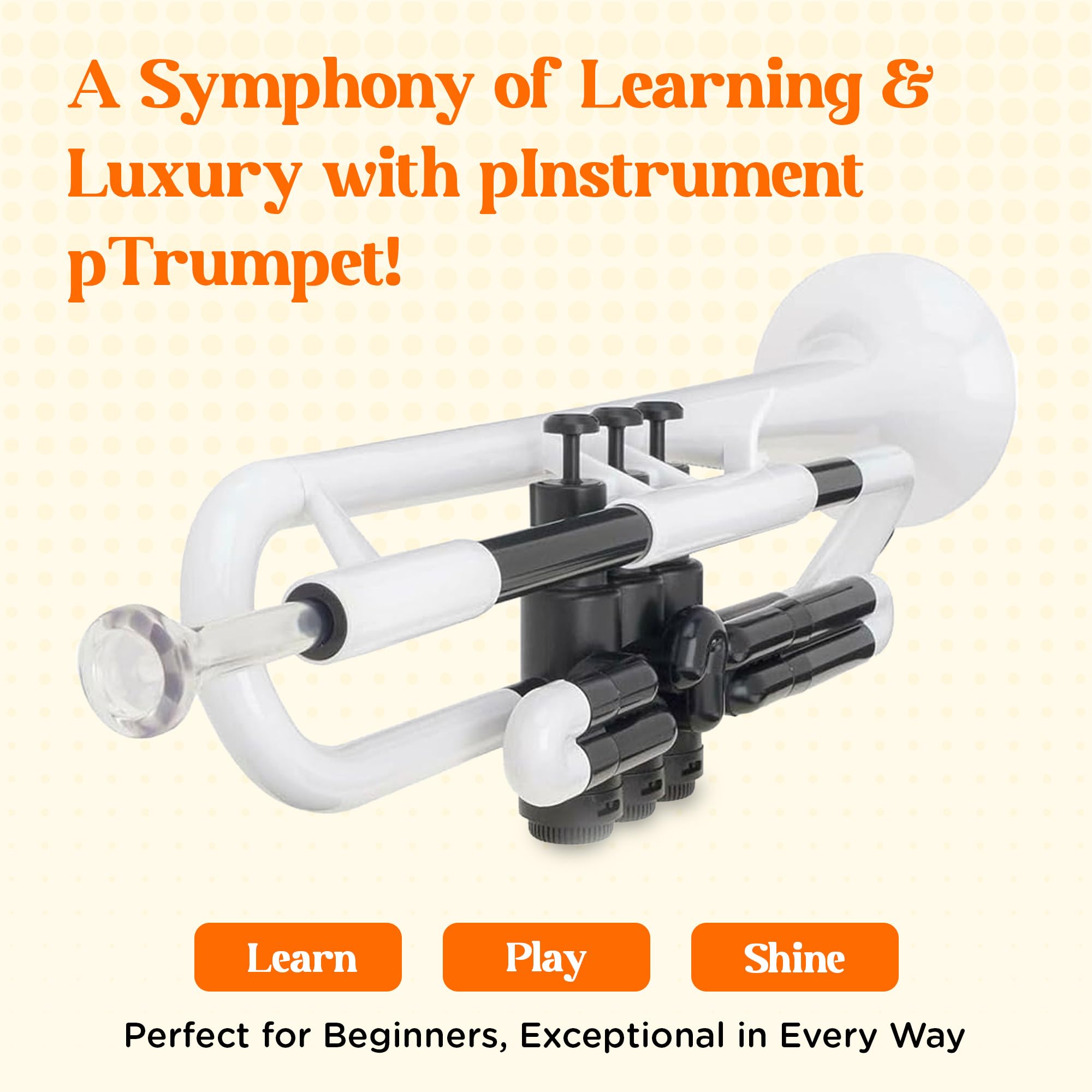 pTrumpet Bb Plastic Trumpet - Durable pInstruments Design with Ergonomic Grip - Includes 3C & 5C Mouthpieces and Carrying Bag - Authentic Sound for Students & Beginners - ABS Build - Green