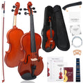 Violin 4/4 Full Size Kit for Beginners, Glossy Violin Fiddle Set for Adults, Students with Violin Case, Bow, Rosin, Fingerboard Sticker, Shoulder Rest, Extra Strings and Bridge(Plywood, Full)
