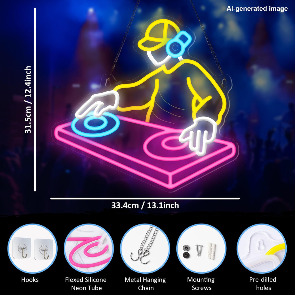 CoolGift Mart Acoustic Guitar Neon Light, Dimmable LED Guitar Neon Wall Sign USB Powered, Decorations for Bedroom Living Room Man Cave Music Studio, Gift for Guitar Players Guitarists Music Lovers
