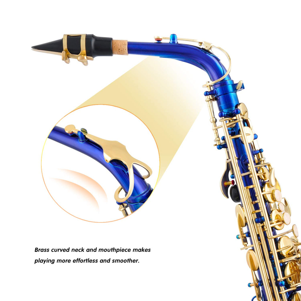 EASTROCK Black/Golden Alto Saxophone E Flat Sax Full Kit for Students Beginner with Carrying Case,Mouthpiece,Mouthpiece Cushion Pads,Cleaning Cloth&Cleaning Rod,White Gloves,Neck Strap