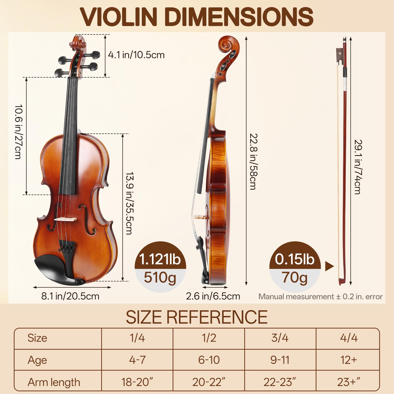 Kmise Teacher Approved 4/4 Full Size Violin Starter Kit for Adults Beginners Students, High Density Ebony Acoustic Violins, Fiddle Bundle with Case, Bow, Rosin, Strings, Shoulder Rest & Guide