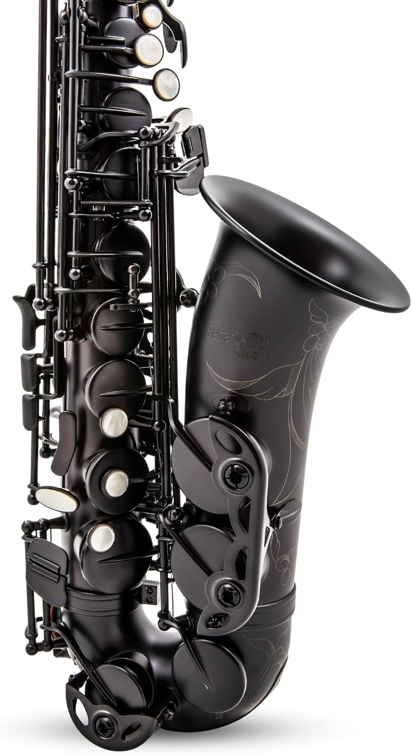 BetterSax Session Alto Saxophone Matte Black Finish — Hand-Crafted Professional Saxophone — Enhanced Tone, Projection & Ergonomics — Includes Professional Hand-Finished Mouthpiece
