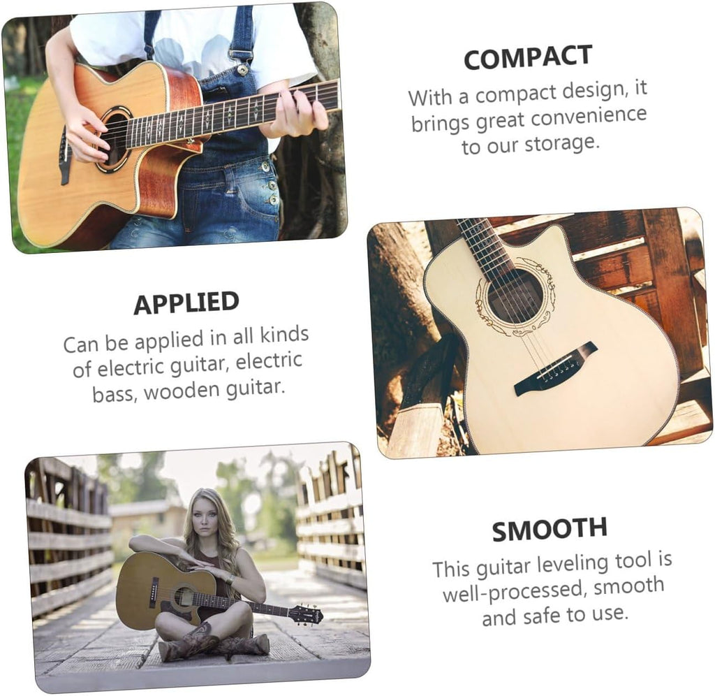 3Pcs Guitar Leveling Ruler Set with Notched Straight Edge Electric Bass Fret Rocker Measuring Tool for Guitar Neck Fretboard Action Adjustment