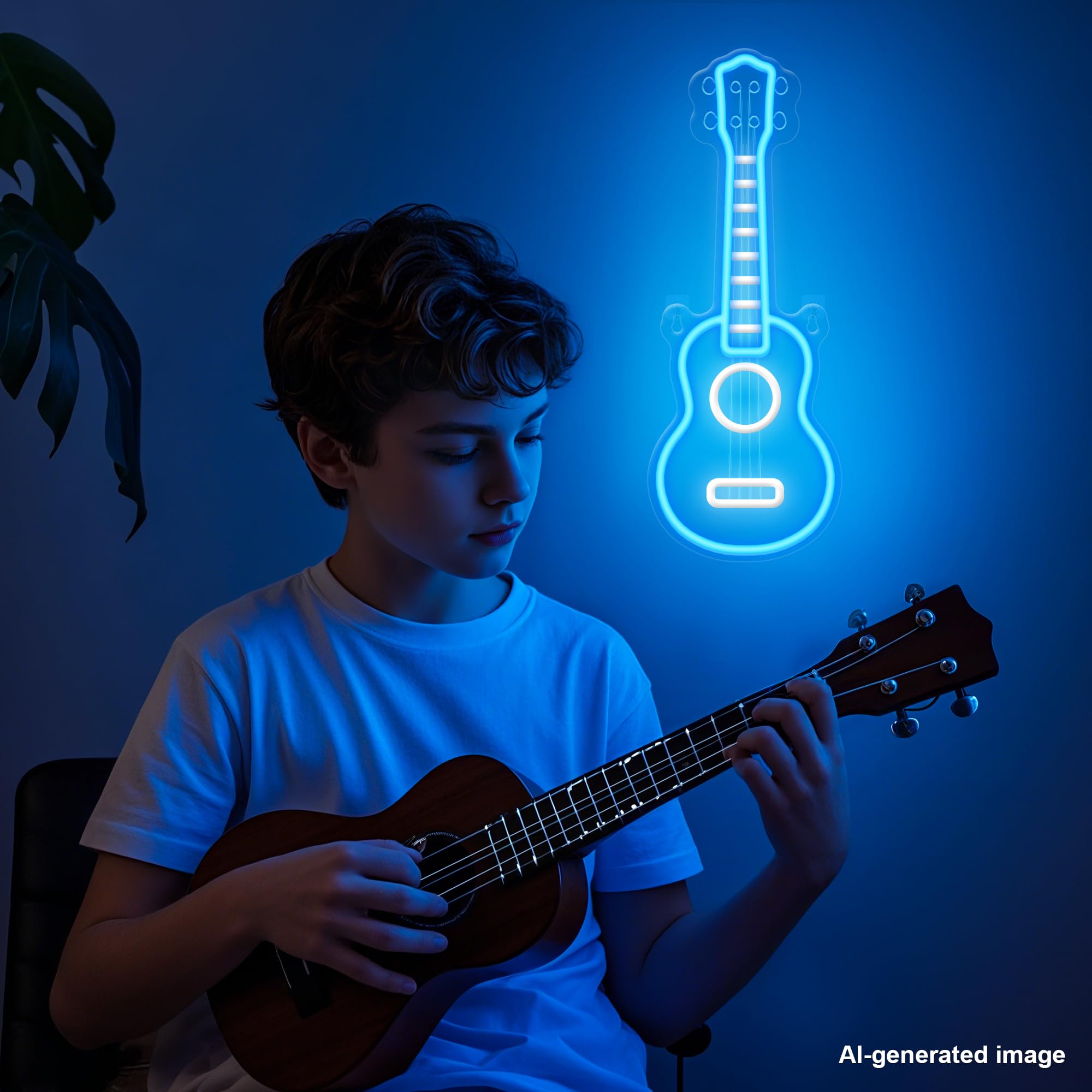 CoolGift Mart Acoustic Guitar Neon Light, Dimmable LED Guitar Neon Wall Sign USB Powered, Decorations for Bedroom Living Room Man Cave Music Studio, Gift for Guitar Players Guitarists Music Lovers