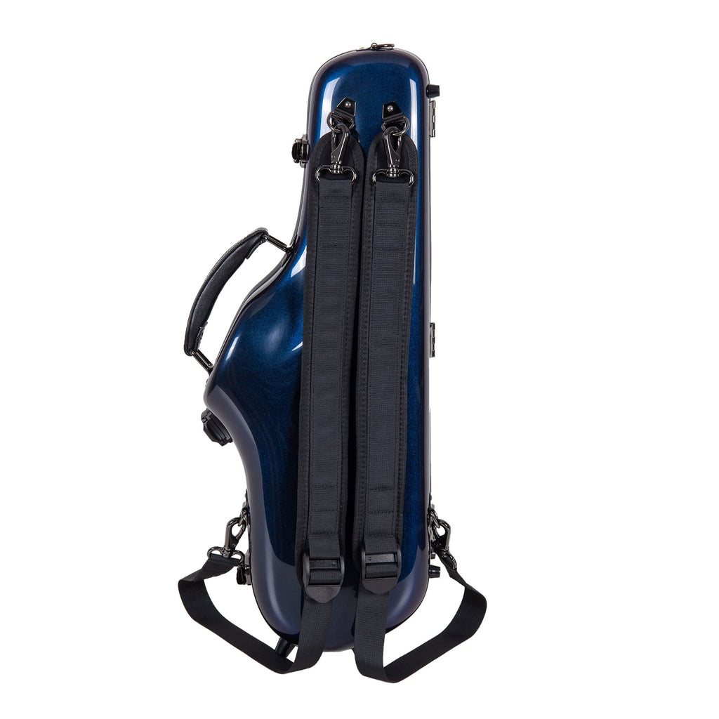 Crossrock Pro-Grade Straight Soprano Saxophone Case | Crimson Red Gloss, TSA Lock, Elite Protection, Detachable Backpack Straps, Accessory Pocket for Professional Musicians