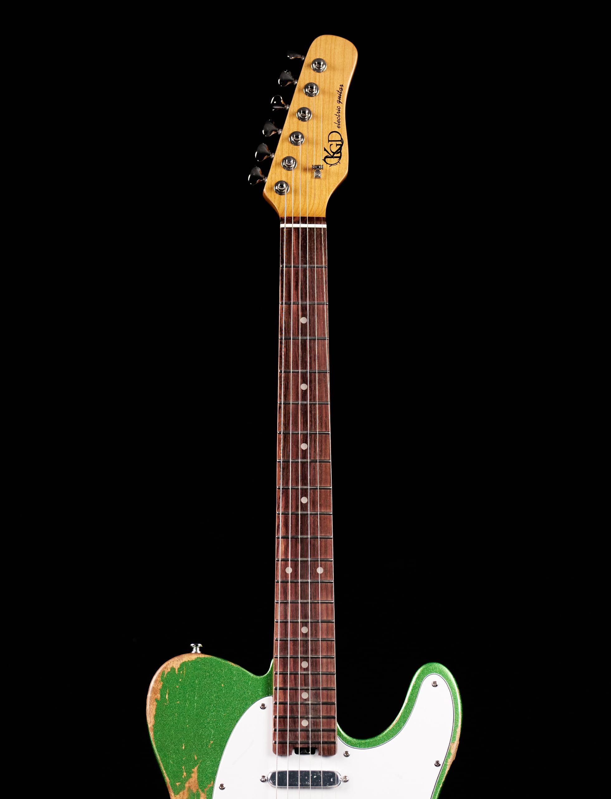 KGD Relic electric guitar mahogany body carbonized maple neck rosewood fretboard 6-string solidbody electric guitar S-S pickupsbrass barrel saddle bridge (Grass Green)