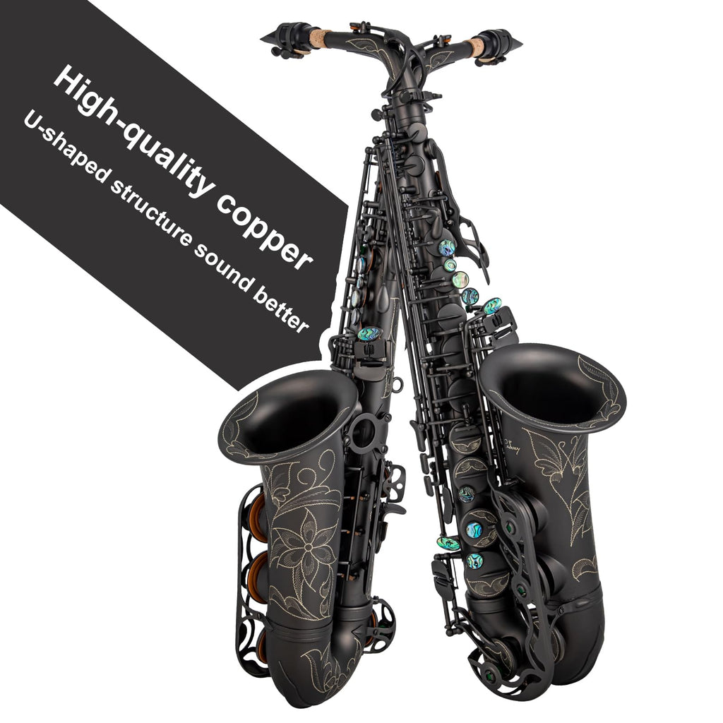 Alto Saxophone Eb beginner Saxophone includes brush canvas suitcase glove whistle piece cork plaster wipe cloth neck strap and other accessories (Gold)