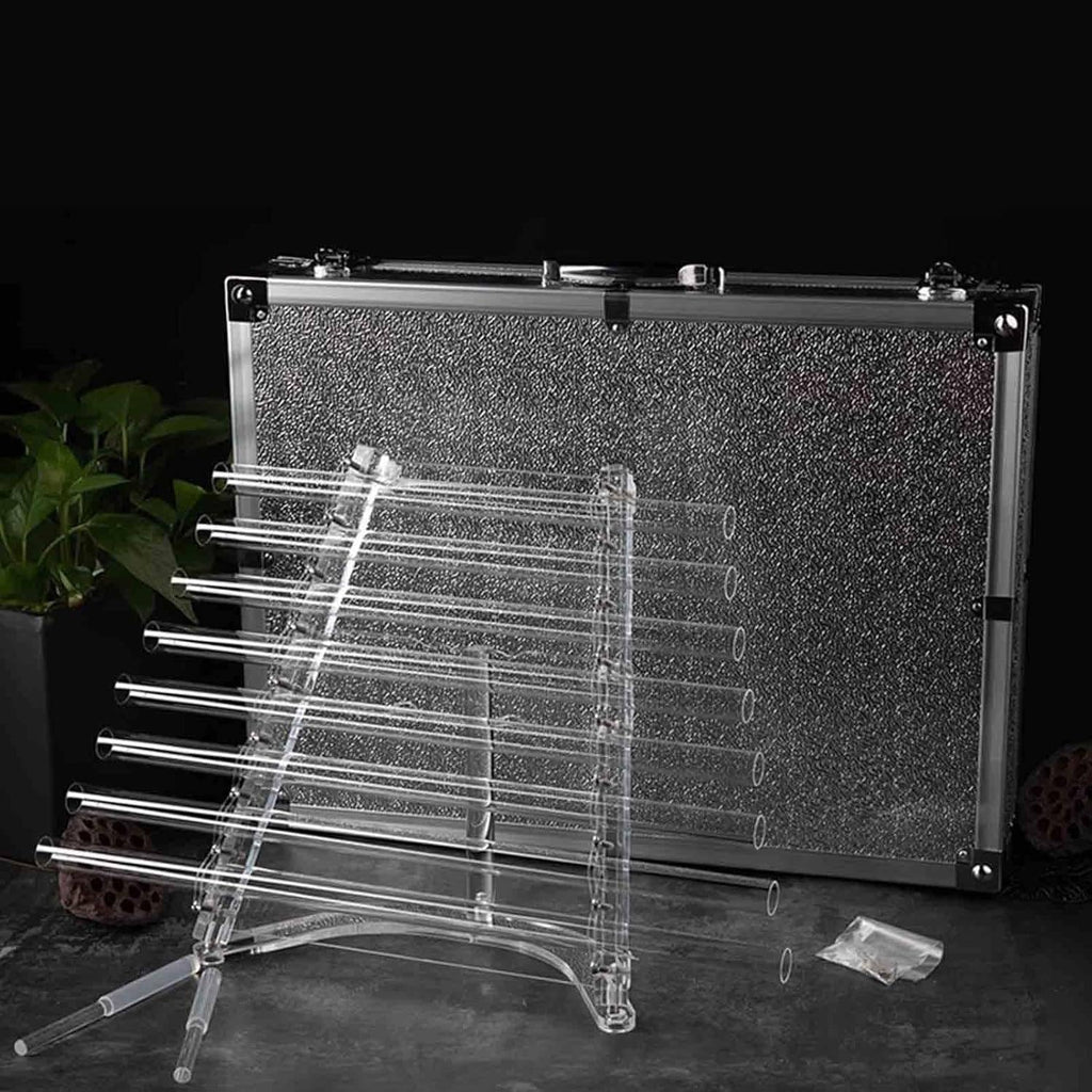 432HZ 8 Note Quartz Crystal Singing Harp,432 Hz Sound Therapy Quartz Crystal Singing Harp,with Flower of Life Pattern Including Bracket Alumina Carrry Case for Sound Bath and Meditatiion 440hz
