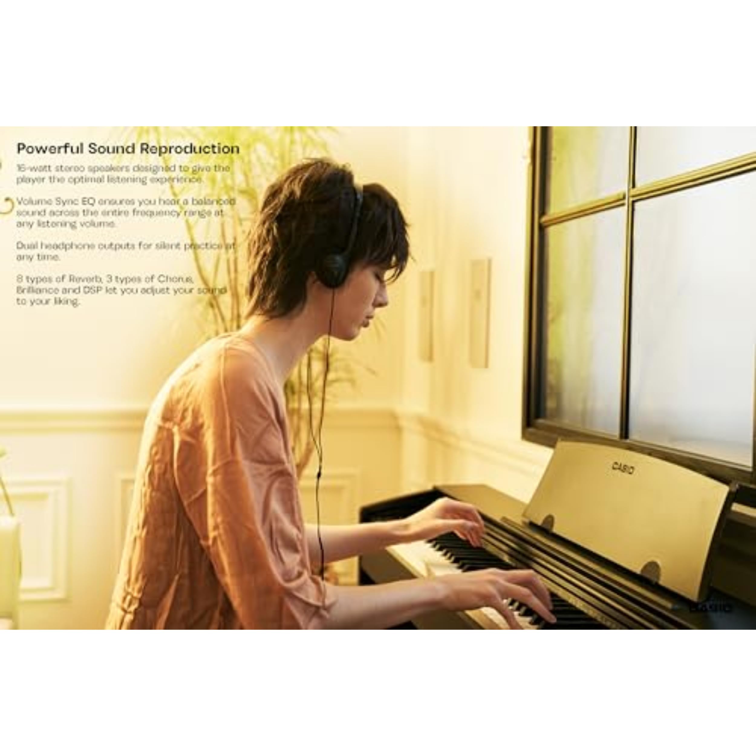 Casio Privia PX-770 – 88-Key Weighted Console Digital Piano | Tri-Sensor II Scaled Hammer Action Keys | AiR Sound Source, 19 Tones, Concert Play, 16W Stereo Speakers, USB-MIDI | Elegant White Cabinet