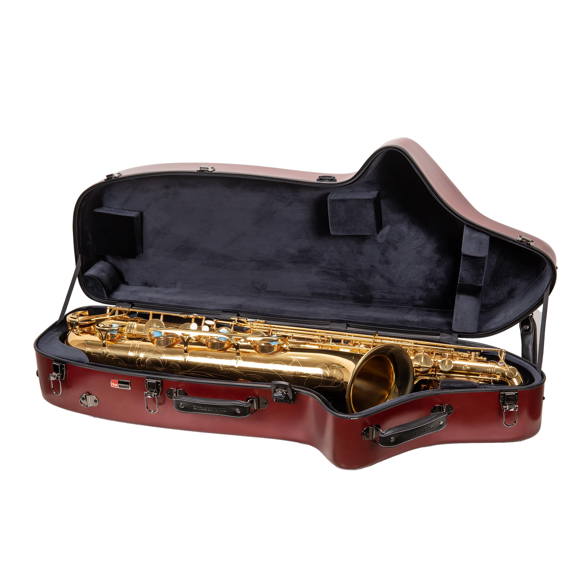 Crossrock Low A Baritone Saxophone Case with Wheels | Polycarbonate Hard Shell, TSA Lock, Anti-Scratch Finish, Neck & Mouthpiece Storage–Black (CRF4050BSBK)