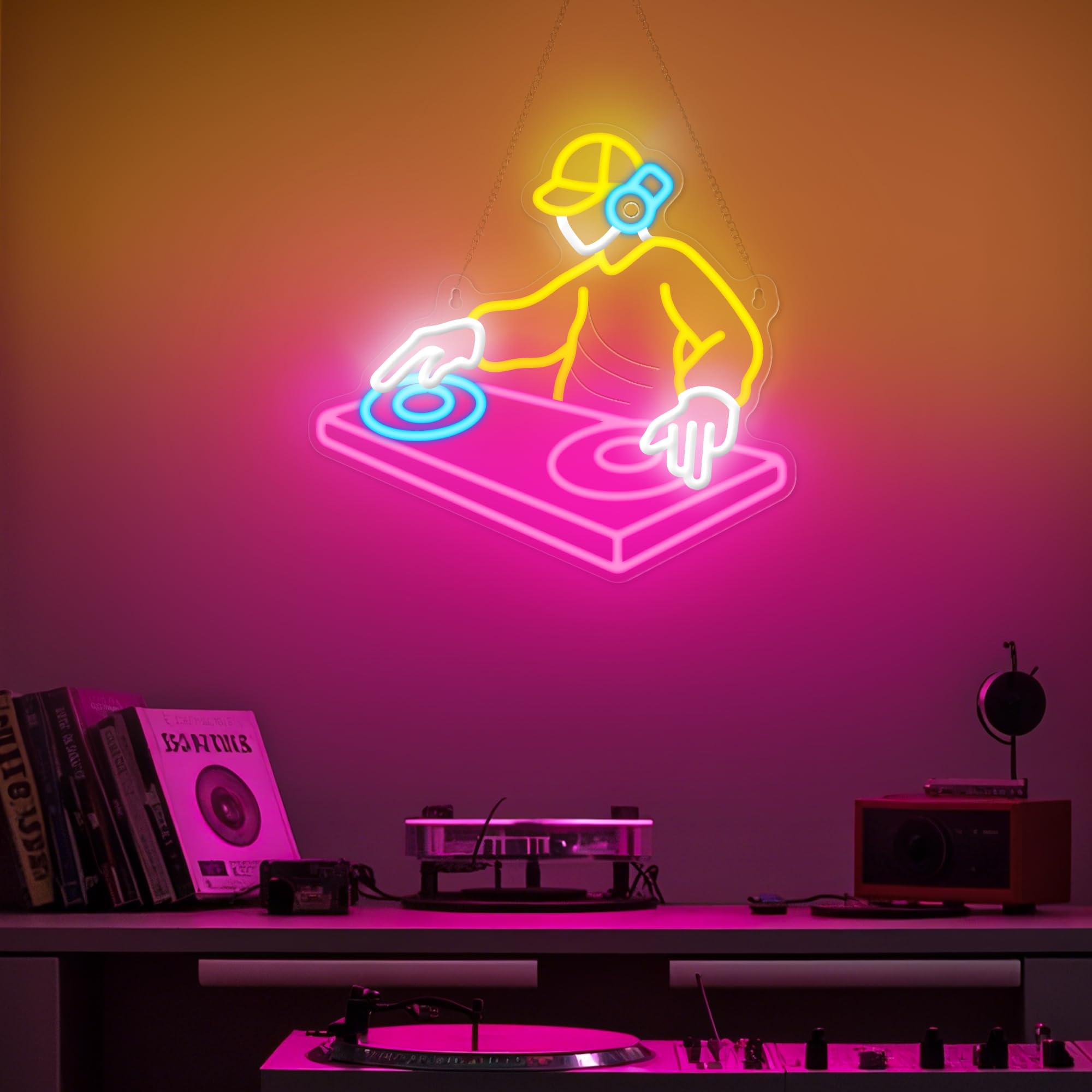 CoolGift Mart Acoustic Guitar Neon Light, Dimmable LED Guitar Neon Wall Sign USB Powered, Decorations for Bedroom Living Room Man Cave Music Studio, Gift for Guitar Players Guitarists Music Lovers