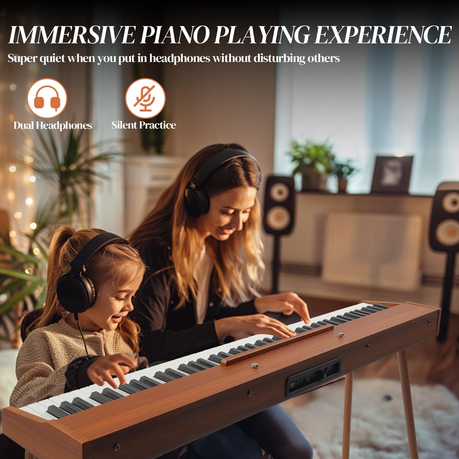 Ktaxon 88 Key Semi Weighted Keyboard with 64 Polyphony, 128 Rhythms, 128 GM Tones & 3 Pedal Unit, Piano Keyboard with Adjustable Bench, Multi-External Interfaces, Bluetooth MIDI for Beginners(Natural)