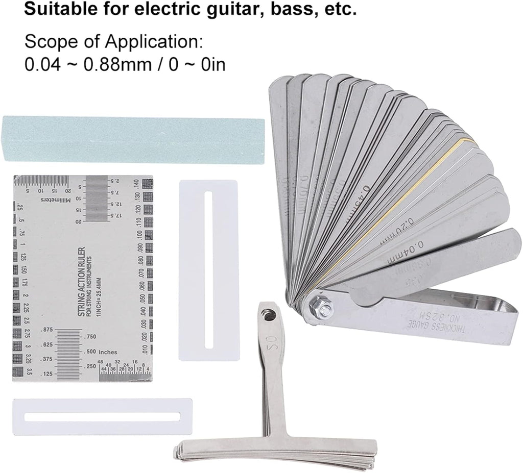 Guitar Tool Set, Including Sander Radius Gauge String Action Ruler Fingerboard Guards, for the Measurement and Adjustment Of Electric Guitar
