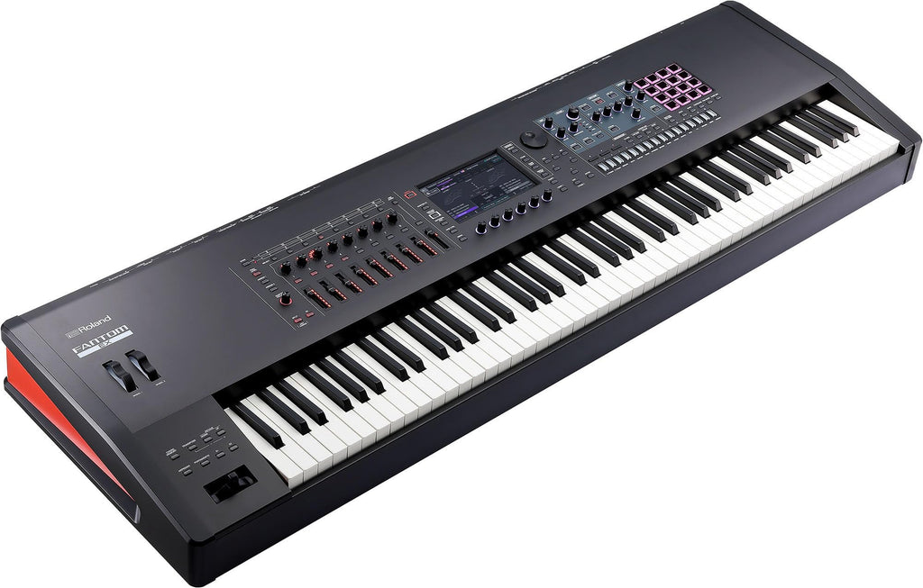 Roland Fantom 8 EX 88-Key Workstation Keyboard Synthesizer Bundle with Adjustable Stand, Sustain Pedal, Online Piano Lessons, Instructional DVD, and Austin Bazaar Polishing Cloth