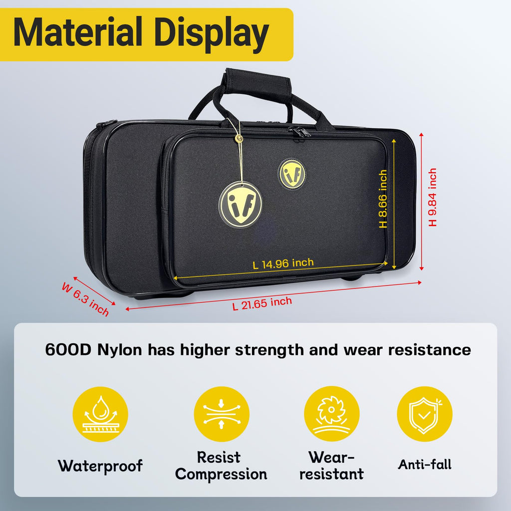 Contoured Trombone Case with Built-In Backpack Straps, Gig Bag | Omebaige Contoured Trombone Case: Built-In Backpack Straps, Impact-Resistant Foam Velvet Interior, 600D Nylon Design.