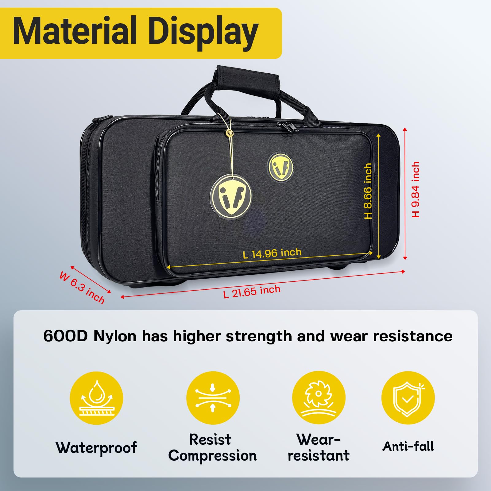 Contoured Trombone Case with Built-In Backpack Straps, Gig Bag | Omebaige Contoured Trombone Case: Built-In Backpack Straps, Impact-Resistant Foam Velvet Interior, 600D Nylon Design.