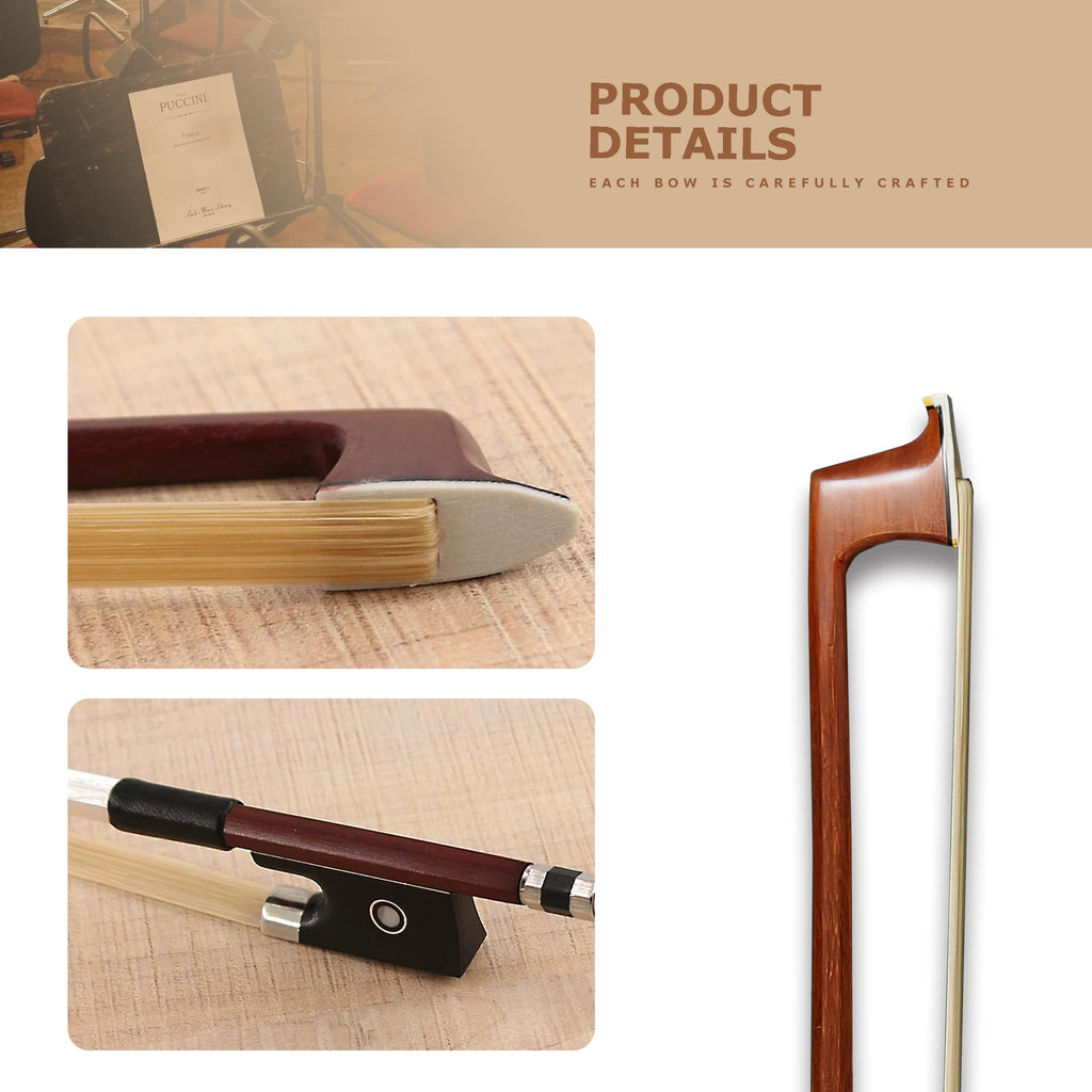 BlissKiss Brazilwood Cello Bow - Handmade with Natural Horsehair, Ebony Frog, and Nickel Silver Winding – Perfect Balance and Superior Sound Quality (4/4 CELLO BOW)