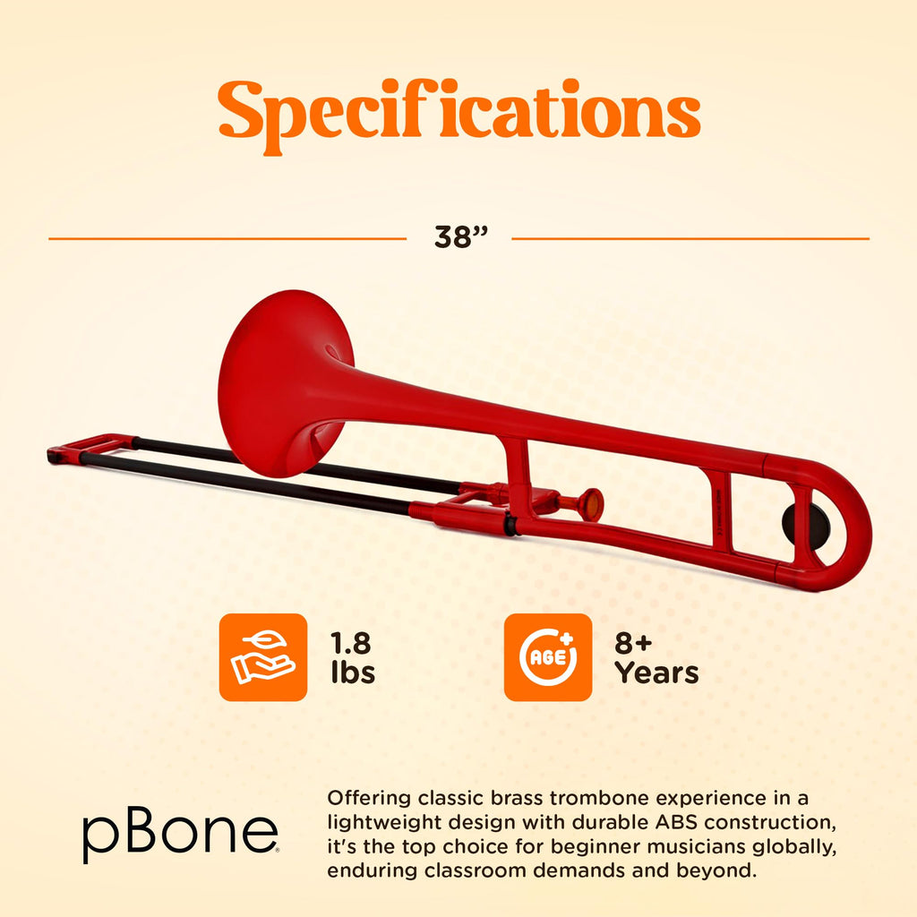 pBone Bb Plastic Trombone - Lightweight pInstruments Design with Ergonomic Grip - Includes Mouthpieces & Carrying Bag - Authentic Bb Sound for Students & Beginners - Durable ABS - Purple