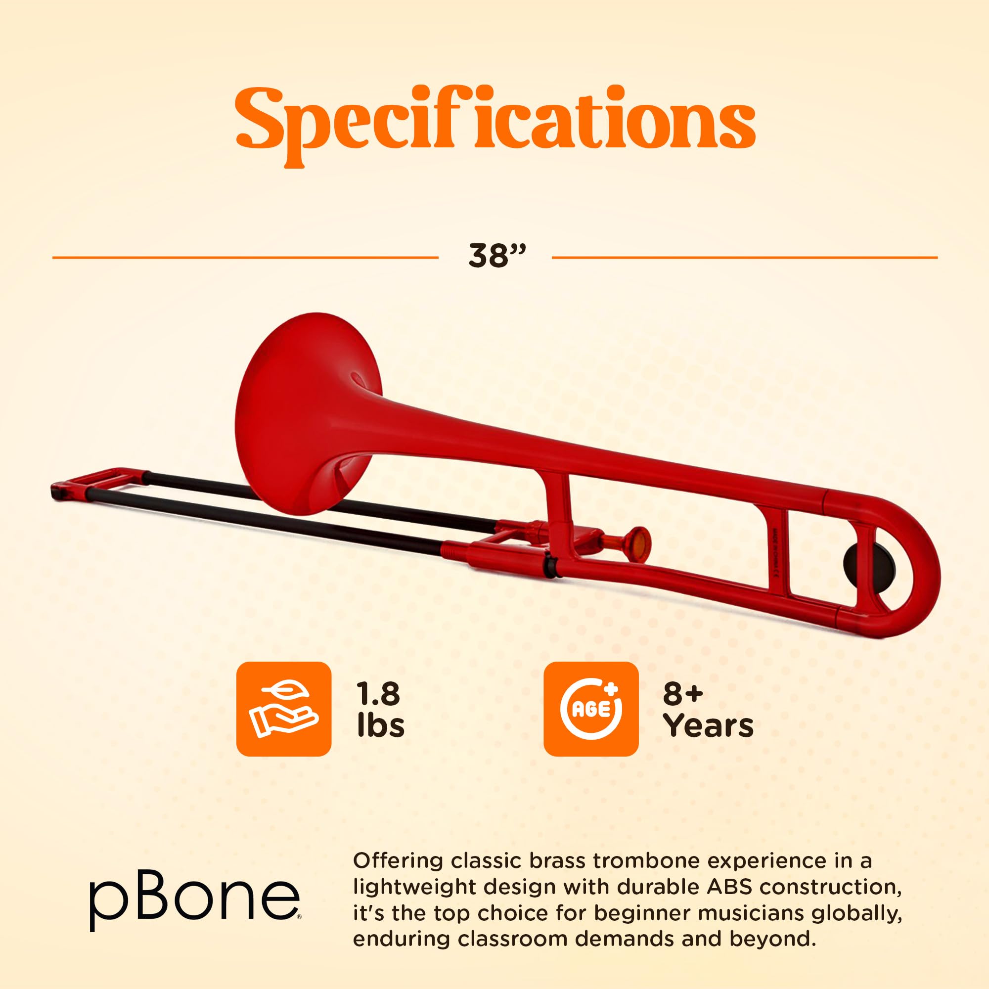 pBone Bb Plastic Trombone - Lightweight pInstruments Design with Ergonomic Grip - Includes Mouthpieces & Carrying Bag - Authentic Bb Sound for Students & Beginners - Durable ABS - Purple