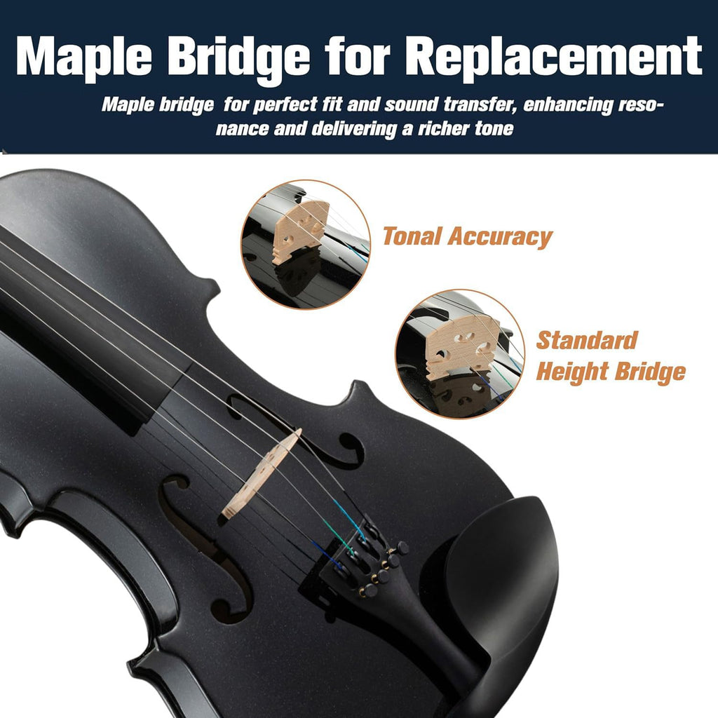 Mendini By Cecilio Violin 4/4 Full Size For Beginners - Fiddle Solidwood Kit with Hard Case - Acoustic Violins with Bow, Rosin, Tuner, Extra Strings & Bridge, Shoulder Rest and Lesson Book (Varnish)