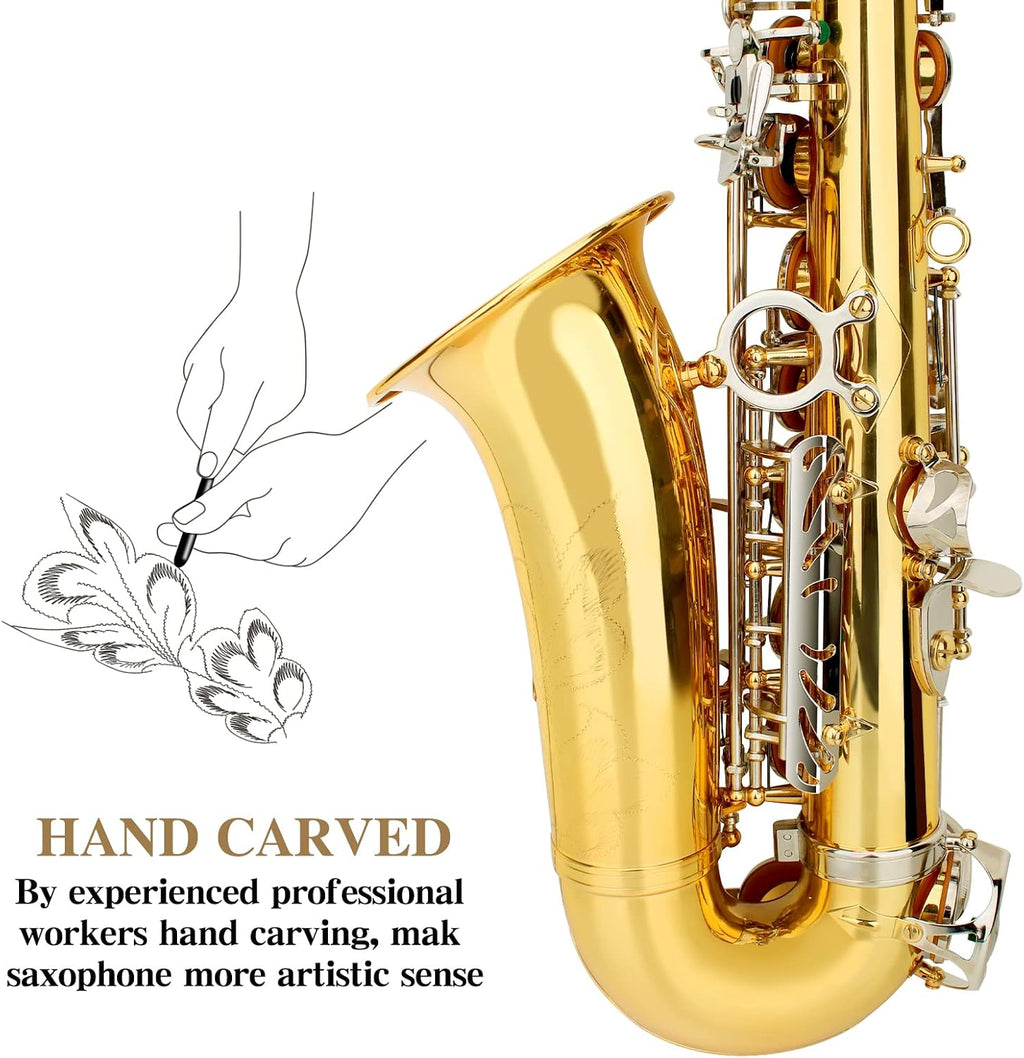 SLADE Alto Saxophone Eb Alto Saxophone for Beginner Students, Gold & Silver, WSS948