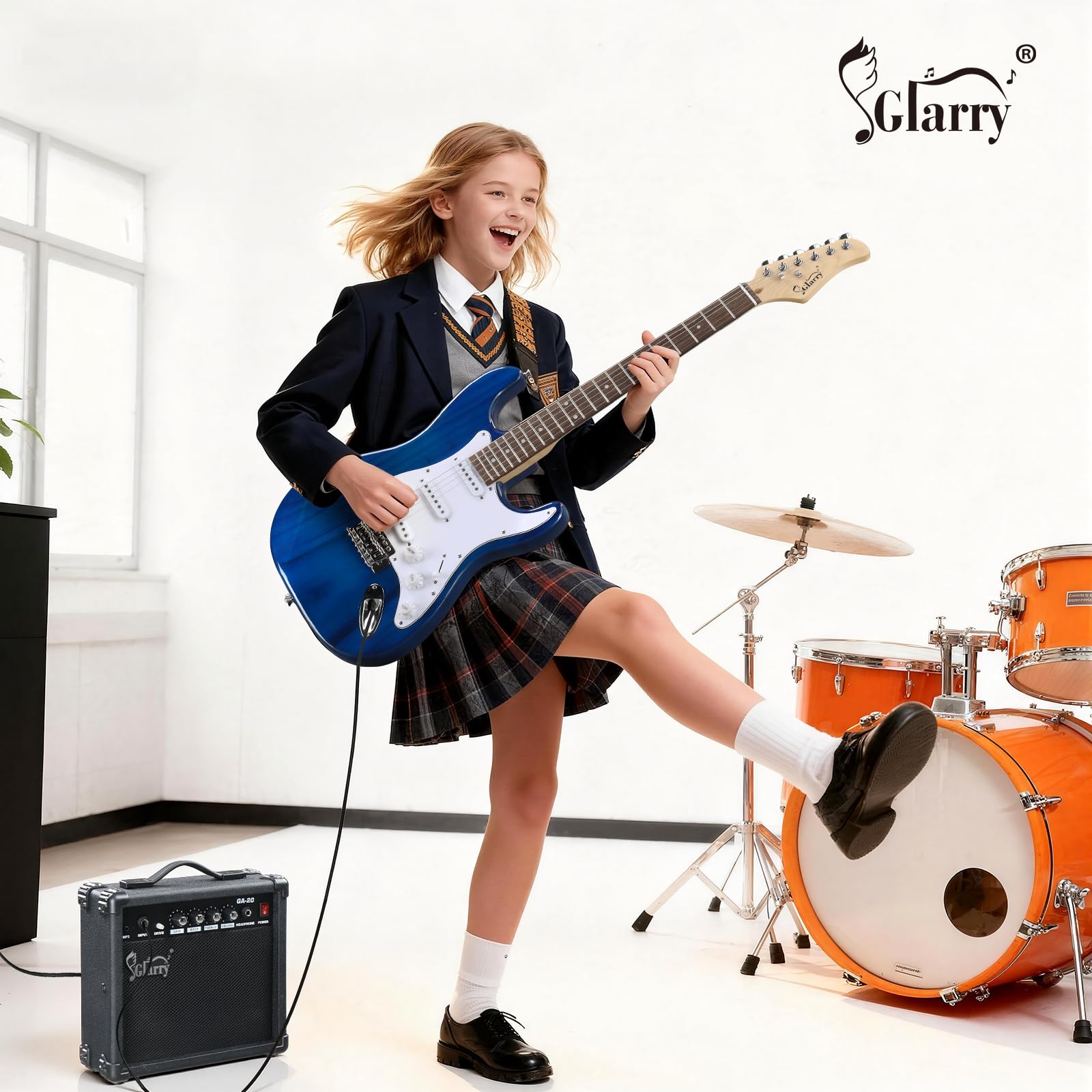 GLARRY Full Size Electric Guitar for Music Lover Beginner with 20W Amp and Accessories Pack Guitar Bag (GREEN, Left Handed 39")