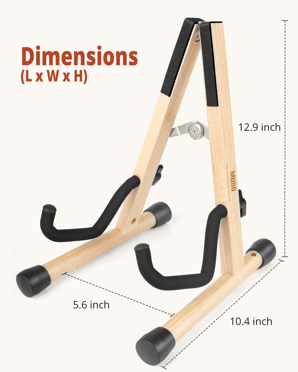 MUSO Cello Stand with Bow Holder,A-Frame Floor Stand with Padded Foam, Handcrafted Cello Rack Fits 1/2, 3/4, 7/8, 4/4 Full-Size and Guitar, Instrument Holder for Home and Studio Display