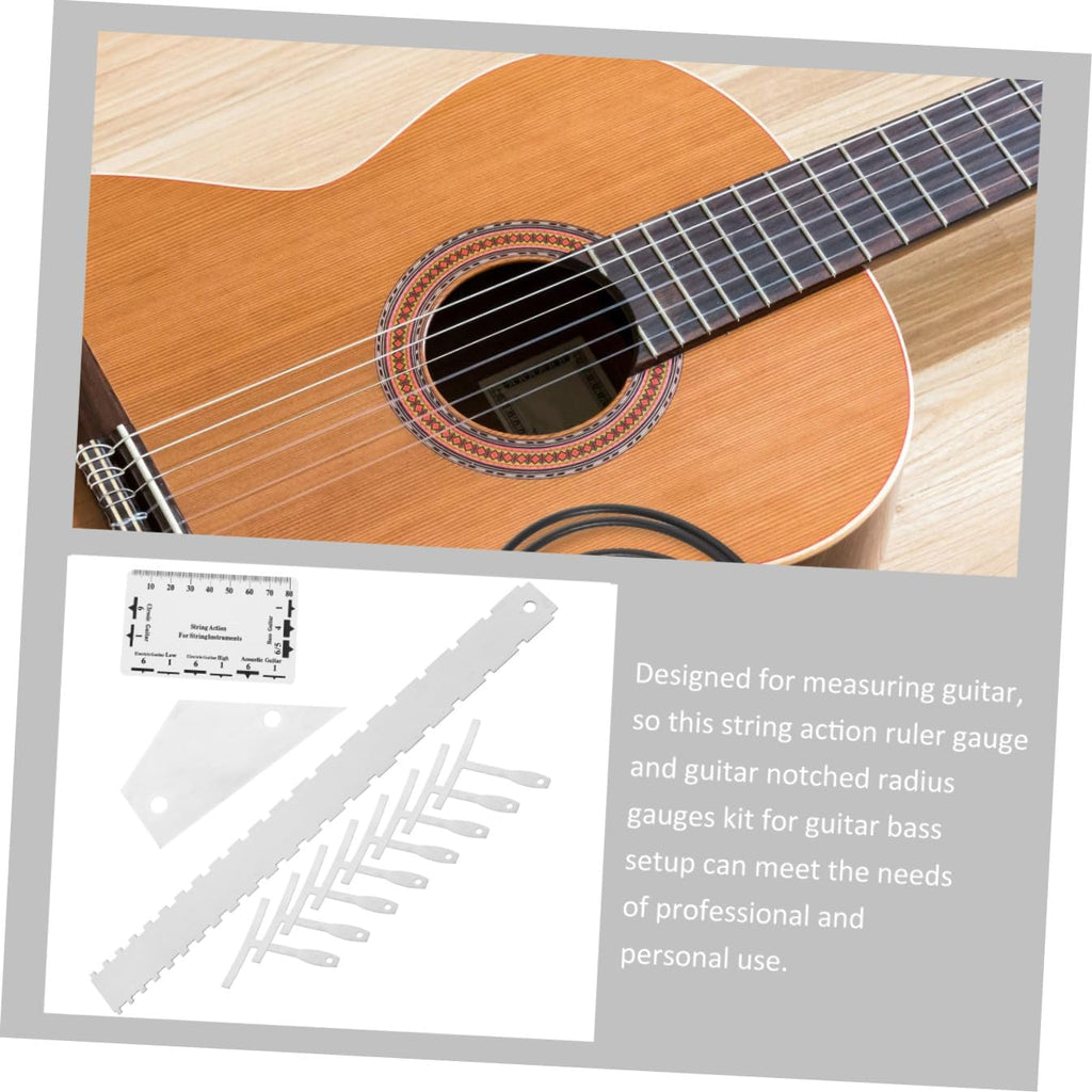 BESPORTBLE 12pcs Guitar Setup Tool Kit String Action Ruler Notched Radius Gauge Luthier Tools for Electric and Acoustic Guitars Precision String Height Measurement