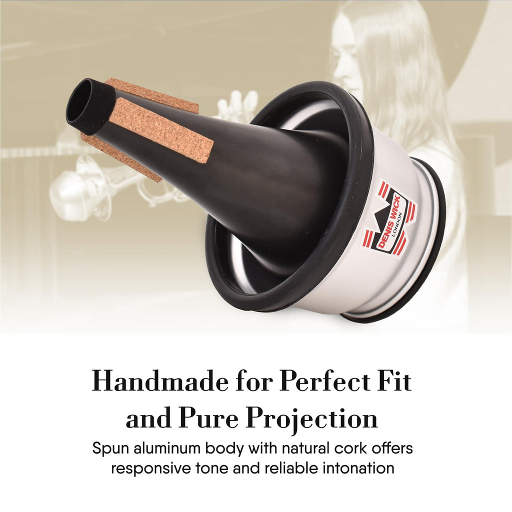 Denis Wick Straight Mute for Trumpet or Cornet, 5504 - Hand-Spun Aluminum Mute with Natural Cork - Brilliant Tone, Reliable Intonation & Tight-Bell Fit for Performance - 6.1 x 3.4 x 3.4 In, 2.26 oz