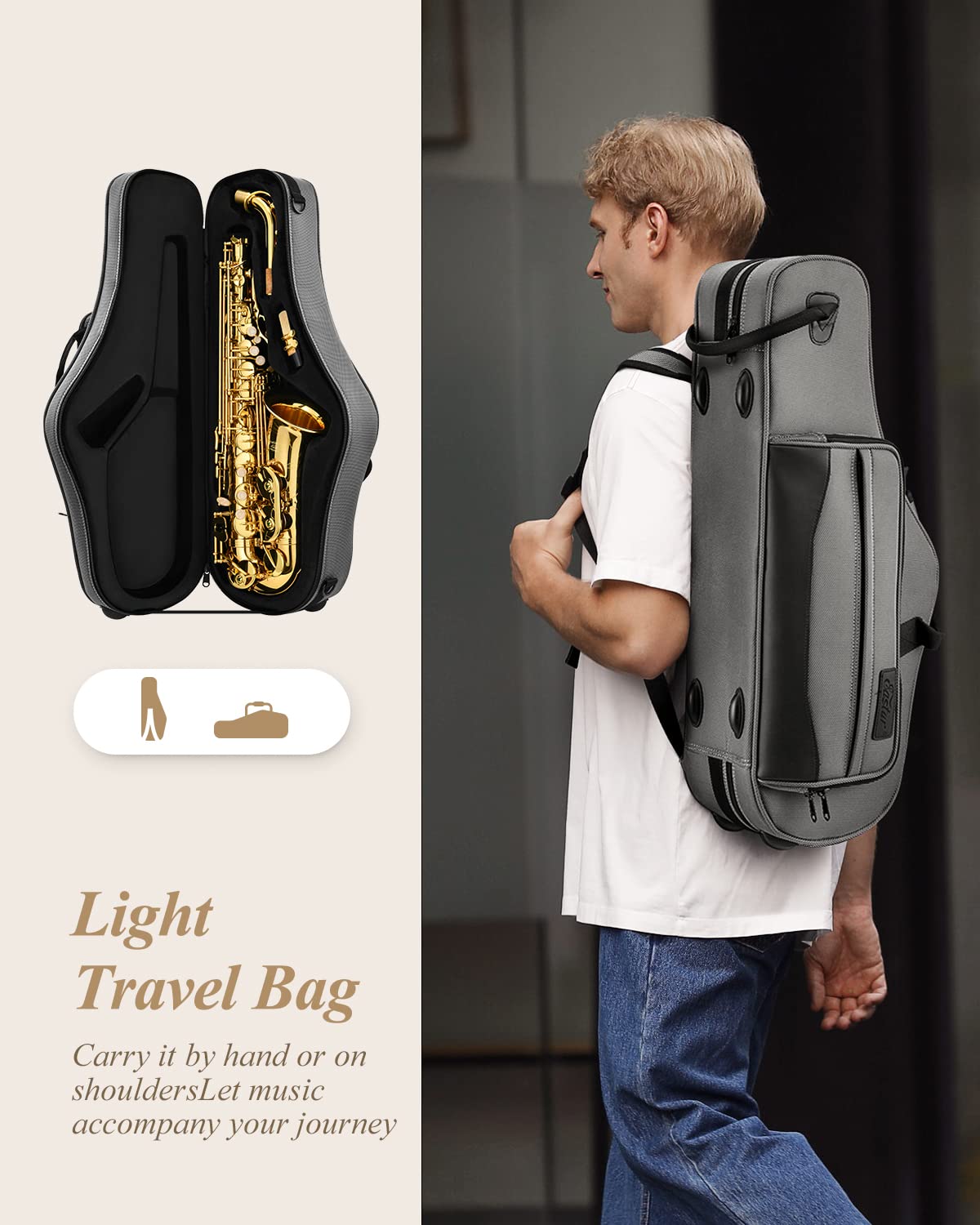 Eastar Student Alto Saxophone E Flat for Beginner Sax Full Kit with Carrying Case, Mouthpiece, Straps, Reeds, Stand, Golden Lacquer, AS-Ⅱ