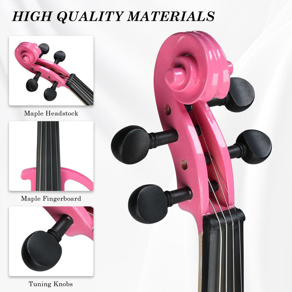 Ktaxon Full Size Electric Violin, 4/4 Acoustic Silent Electric Violin for Beginner Adults Teens with Ebony Fittings, Case, Bow, Headphone, Rosin and Extra String (Black)