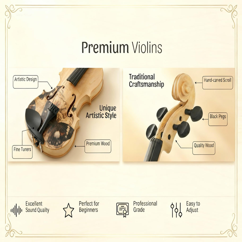 Beginner Violin 4/4, Full Size Violin for Adults, Teens, Student, Acoustic Fiddle Kit with Hard Case,Tuner,Mute,Shoulder Rest,Extra Strings,Cleaning Cloth,Learners Age 12+ (Reddish Brown)