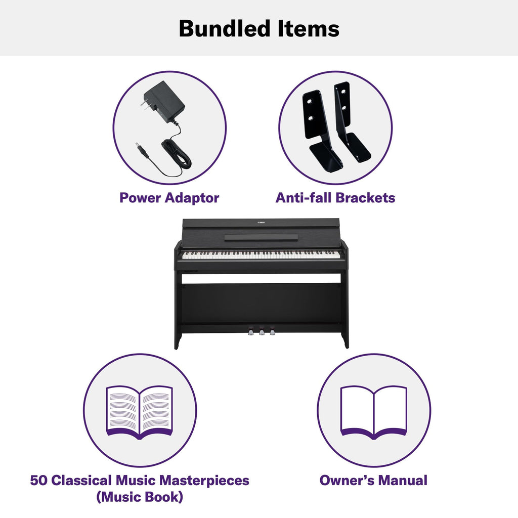 Yamaha Arius Series 88-Key Weighted Action Upright Digital Piano for Beginner and Intermediate Players, Dynamic Response, Grand Piano Sound, 3-pedal Unit, Bench Included, Rosewood YDP105R