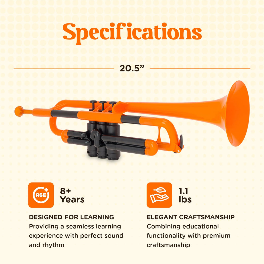 pTrumpet Bb Plastic Trumpet - Durable pInstruments Design with Ergonomic Grip - Includes 3C & 5C Mouthpieces and Carrying Bag - Authentic Sound for Students & Beginners - ABS Build - Green