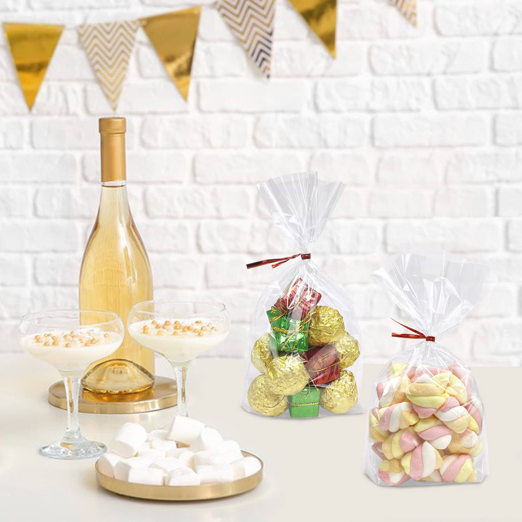 Morepack Large Cello/Cellophane Bags,30x 40 Inches Clear Basket Bags OPP Plastic Cellophane Wrap for Gift Baskets Packaging 20 Pieces (No Bow or Ribbon Included)