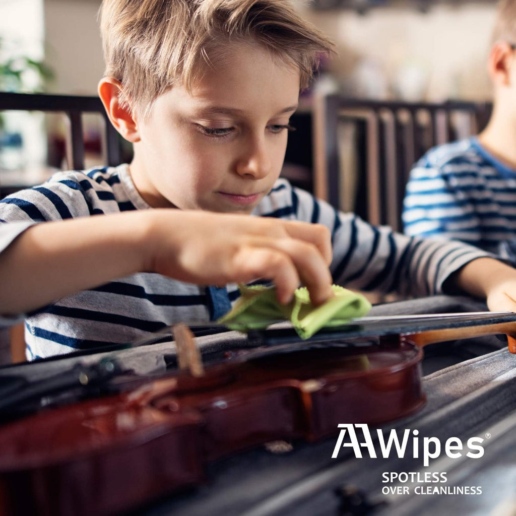 AAwipes Violin Clean Cloths Microfiber (6-Pack 12"x12" Cloths Blue) Plush Polishing Cloths for Musical Instruments Premium Cleaning Cloths for Guitar Piano Clarinet Trumpet Sax Universal (HCIS-1212-B)