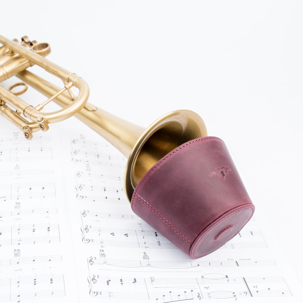Trombone magnetic mute, lightweight leather mute for jazz and classical trombone players by MG Leather Work (Black)