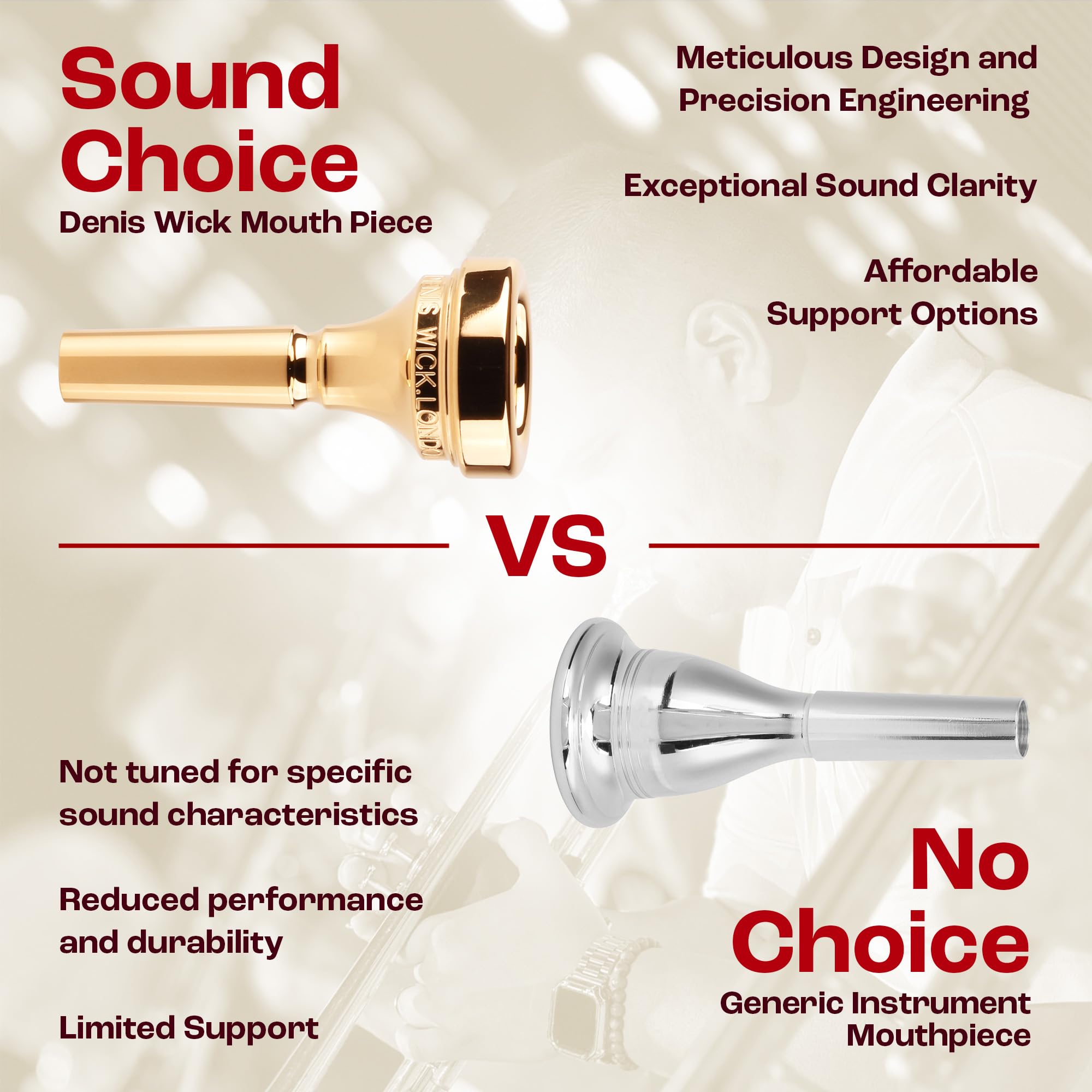 Denis Wick Classic Trombone Mouthpiece Silver Plated, 5880-4AL - Barrel Backbore for Balanced Tone & Smooth Response - Large Shank Fitting Trombone Accessory for Easy Articulation - 26 x 6.72 x 7.38mm