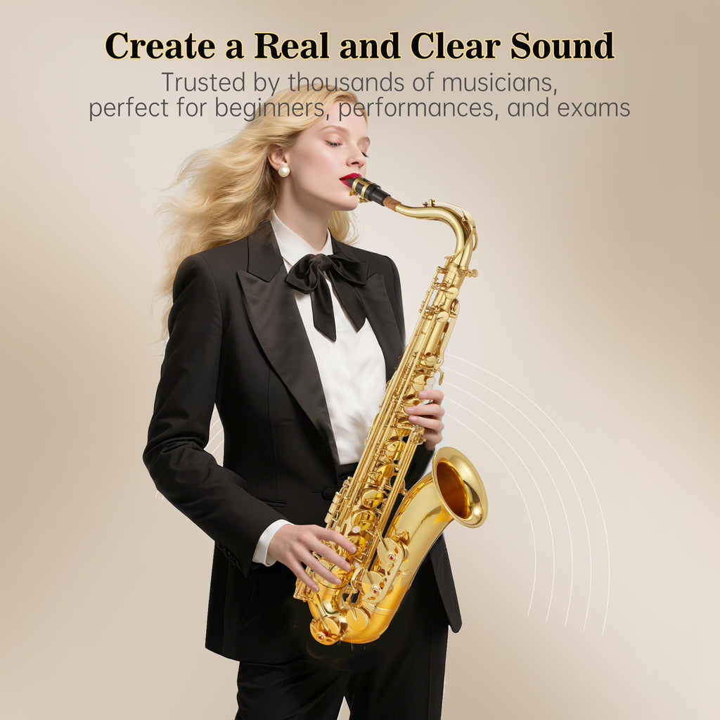 Garvee Alto Saxophone Copper Body Electroplated Gold Finish Beginner Friendly Music Instrument for Students and School Band Practice