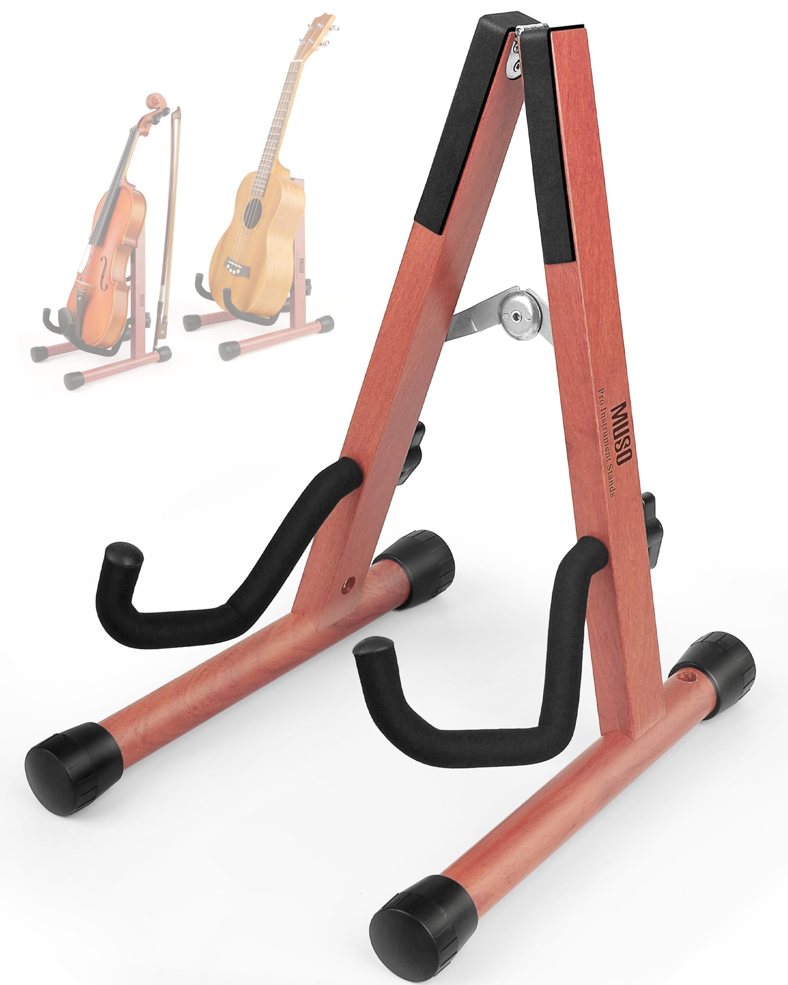 MUSO Cello Stand with Bow Holder,A-Frame Floor Stand with Padded Foam, Handcrafted Cello Rack Fits 1/2, 3/4, 7/8, 4/4 Full-Size and Guitar, Instrument Holder for Home and Studio Display