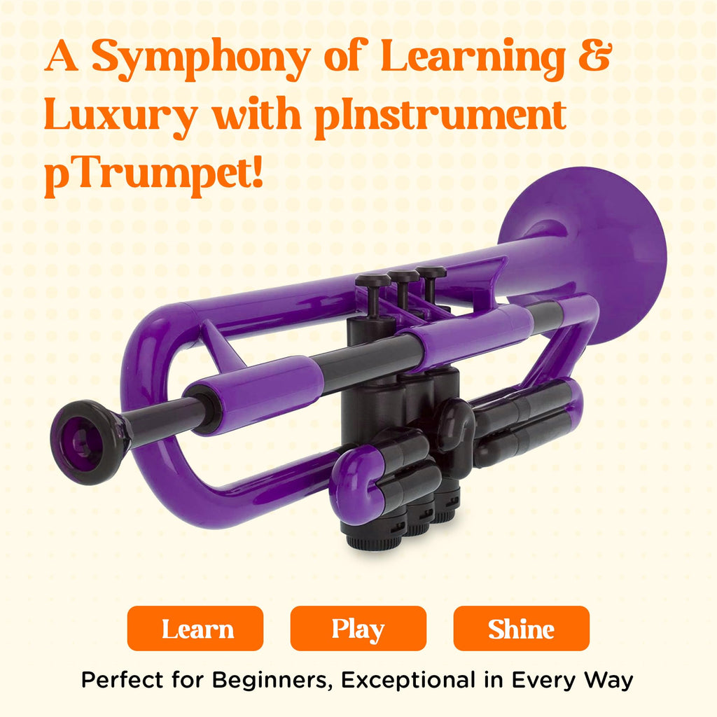 pTrumpet Bb Plastic Trumpet - Durable pInstruments Design with Ergonomic Grip - Includes 3C & 5C Mouthpieces and Carrying Bag - Authentic Sound for Students & Beginners - ABS Build - Green