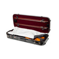 Crossrock Fiberglass Double Violin Case fits Two 4/4 Full-Size Violins- Includes TSA lock, Protective Blanket, Hygrometer, Removable Shoulder Straps- Milky White (CRF2020DVMW)