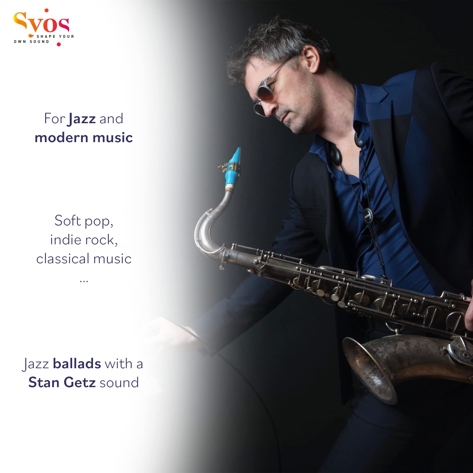 Syos Tenor Saxophone Mouthpiece Smoky Model, 8 Tip Opening, Anthracite Gray - Warm Dark Sound, Wide Full Tone, Low Rollover Baffle, Easy Response, Perfect for Jazz & Soul, Made in France