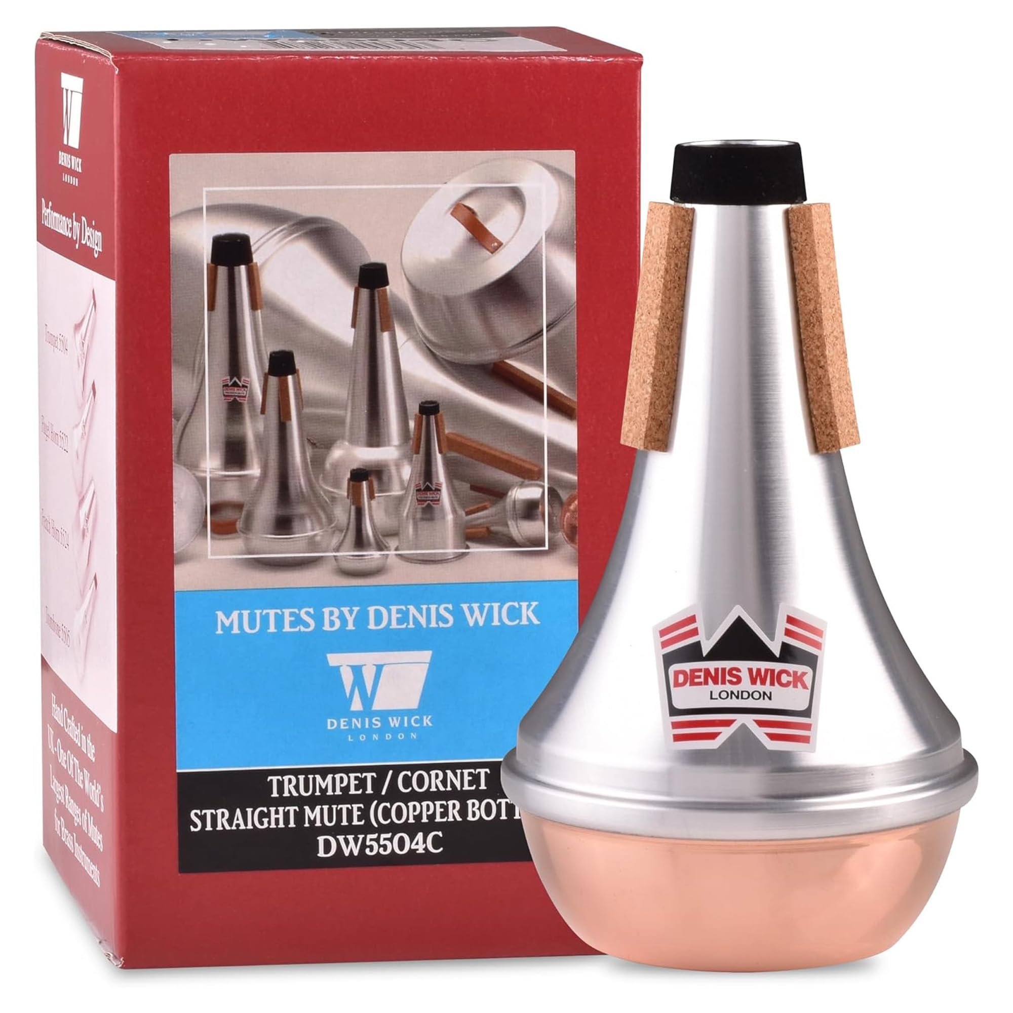 Denis Wick Straight Mute for Trumpet or Cornet, 5504 - Hand-Spun Aluminum Mute with Natural Cork - Brilliant Tone, Reliable Intonation & Tight-Bell Fit for Performance - 6.1 x 3.4 x 3.4 In, 2.26 oz