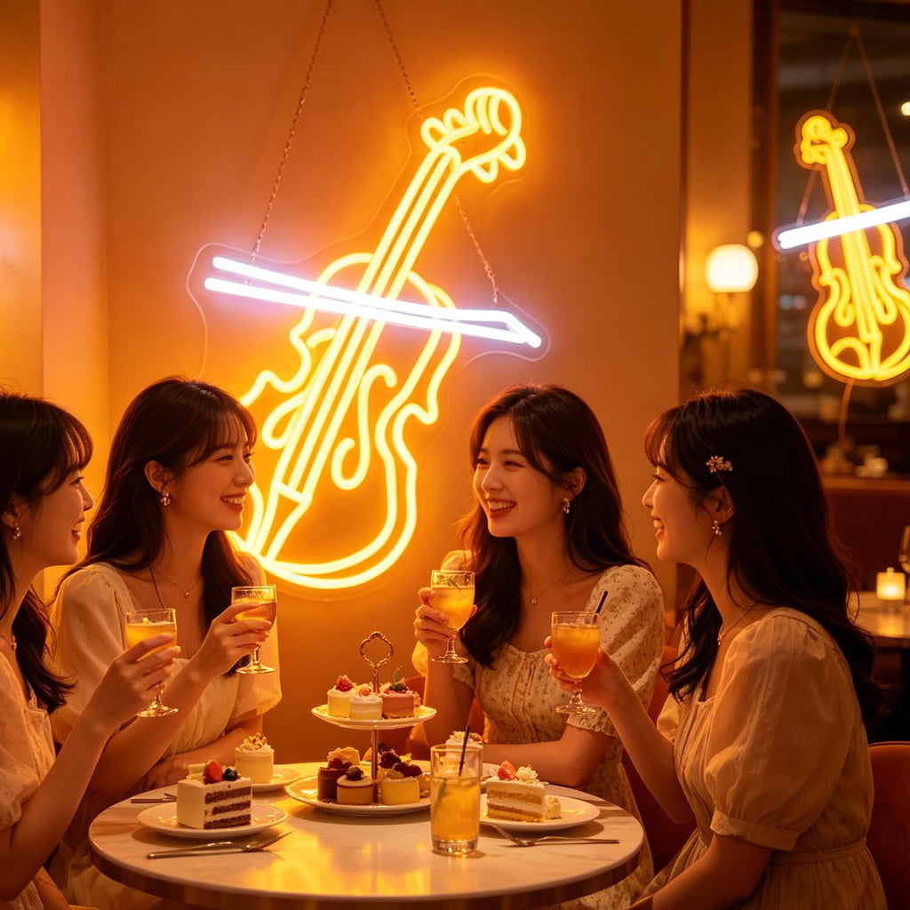 Violin LED Neon Sign, Music Player Neon Signs, Music Instrument Wall Room Bedroom Game Room Art Decor, Violin Enthusiasts Artist Neon Light Wall Art Christmas Birthday Gift